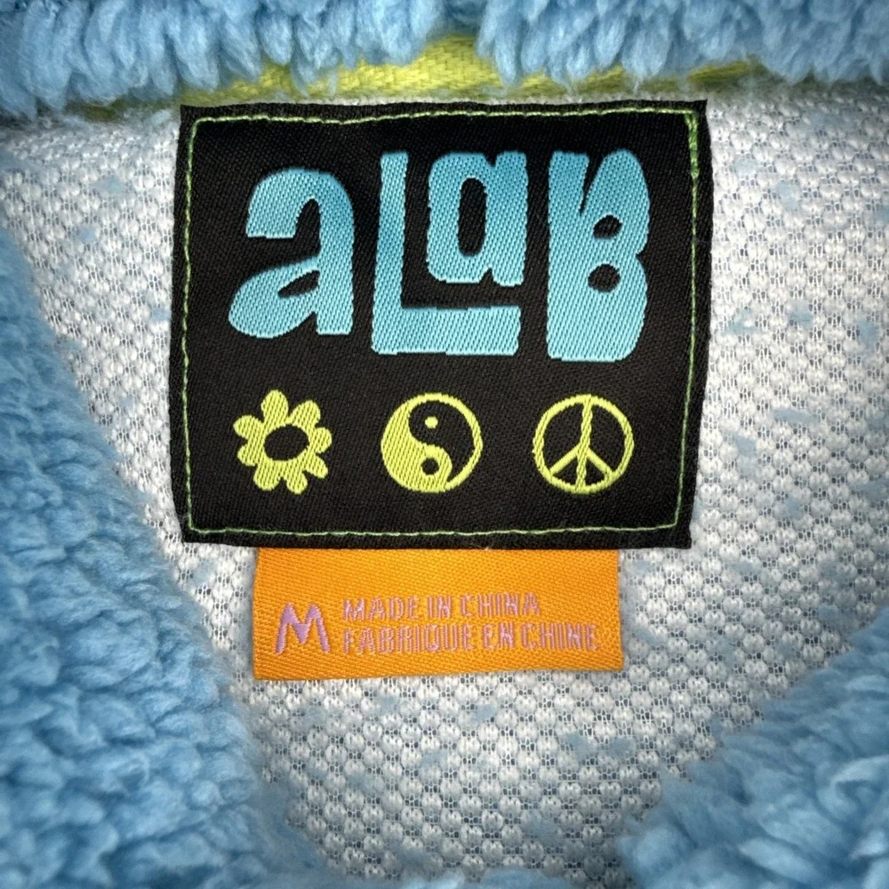 aLAB Hoodie Womens M Fleece Pullover Blue Green Scenic Graphic Cozy Sherpa - Picture 8 of 12